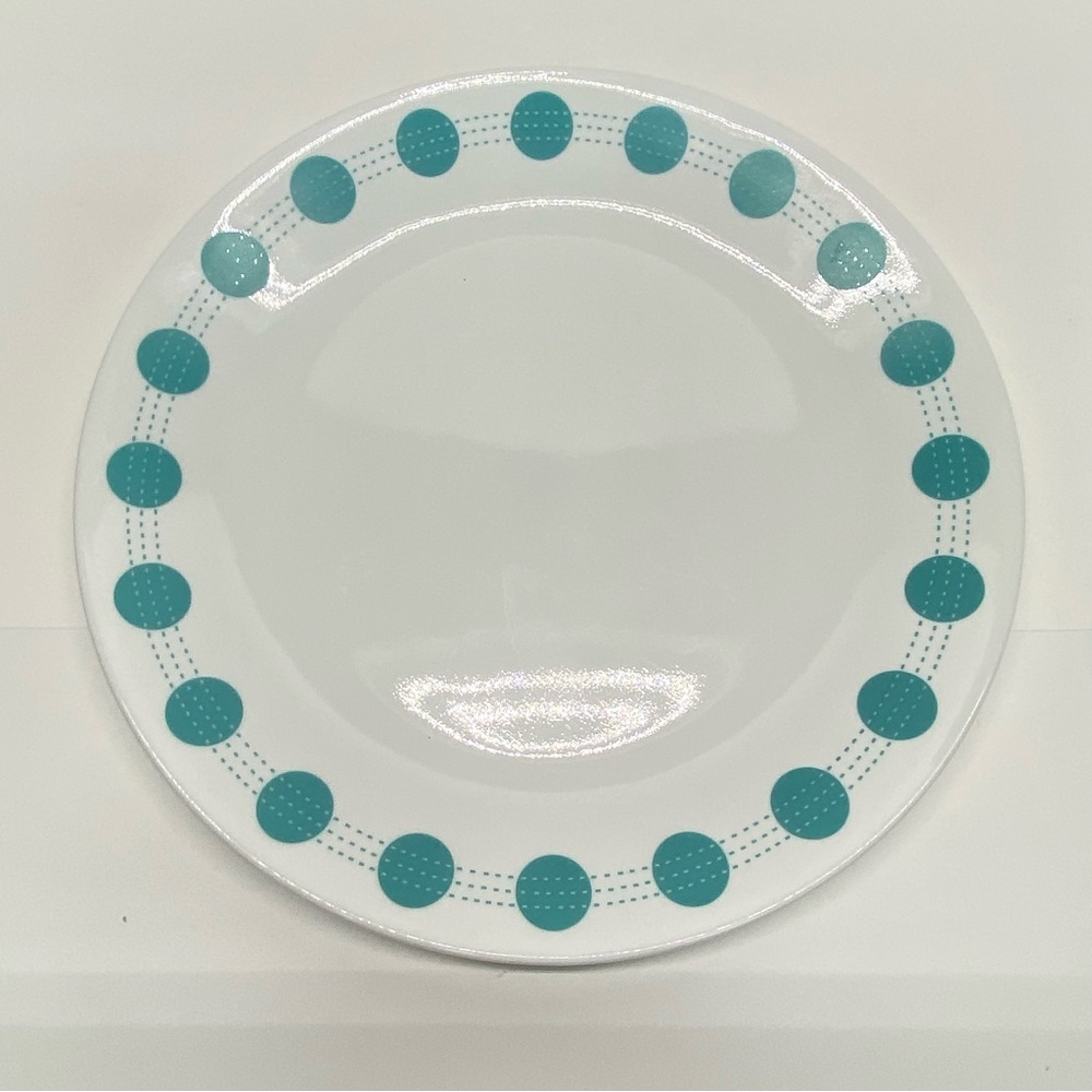 Corelle South Beach Lot of 2 Turquoise Blue Dot Dinner Plate Vintage Dinnerware - Picture 2 of 9